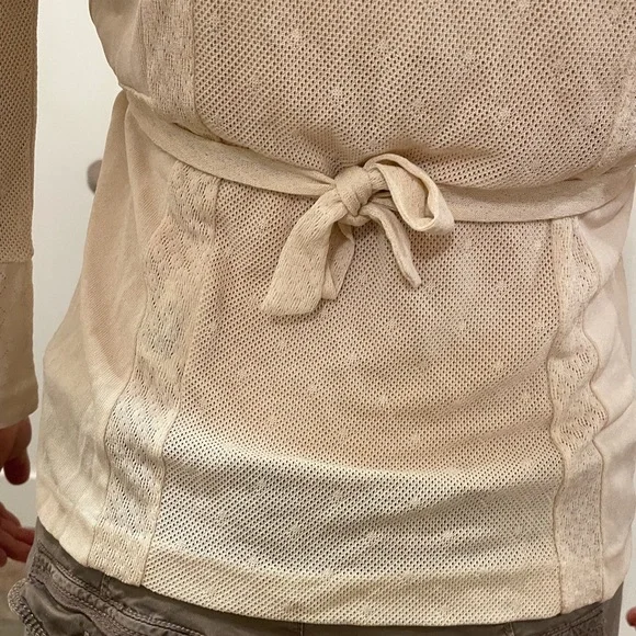 Sportmax Max Mara Vintage Y2K Pointelle Knit Cream Top tie blouse - Picture 7 of 10